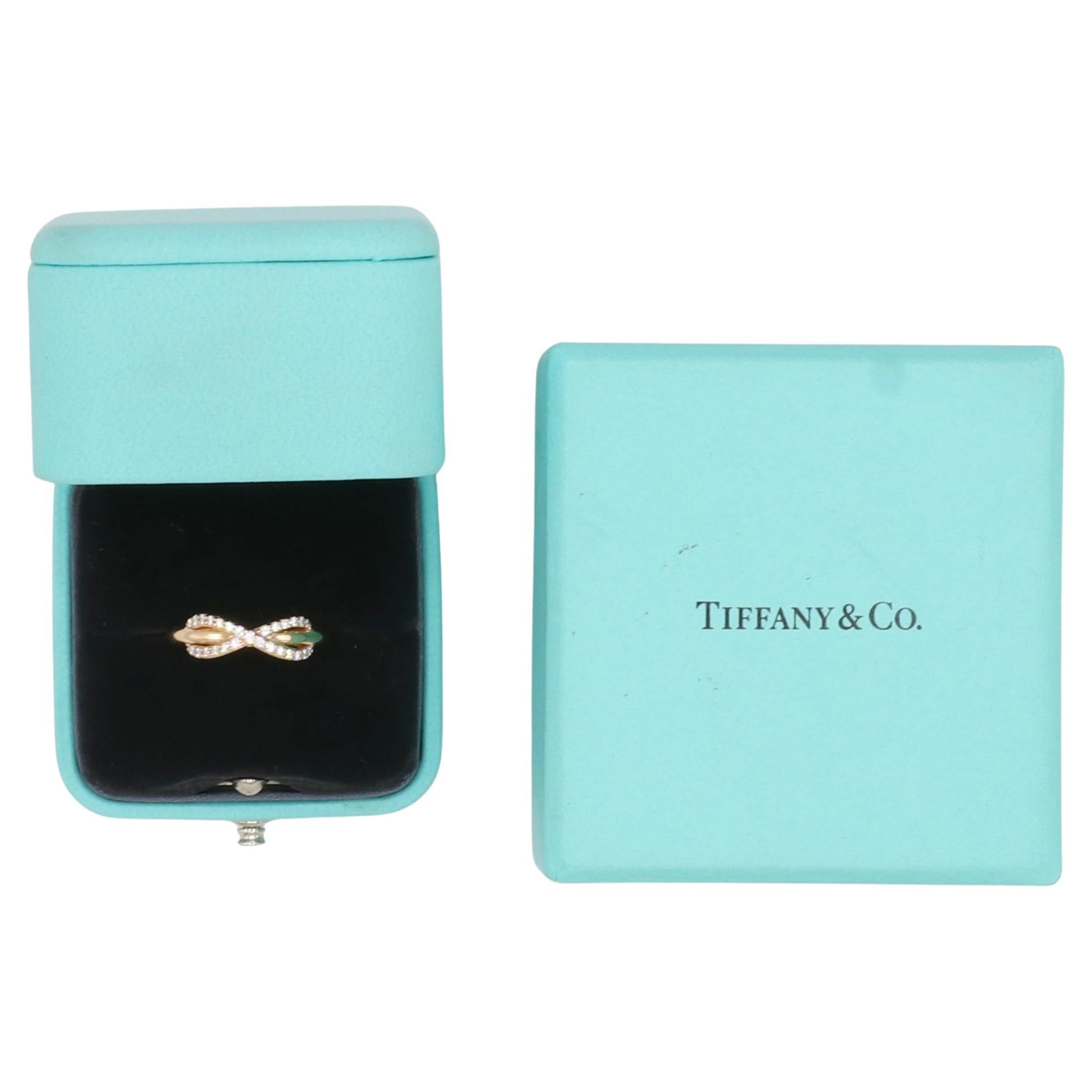 Round Cut Tiffany & Co. Infinity 18 Karat Rose Gold Natural Diamond Band Ring