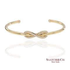 Tiffany & Co. Infinity Cuff 18K 750 Gelbgold Natürlicher Diamant-Armreif