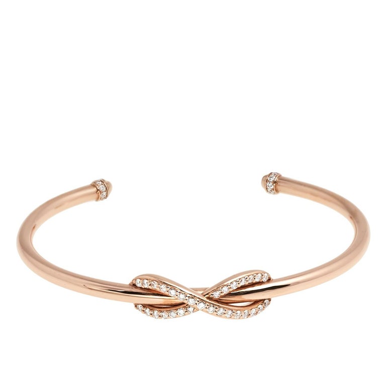 Tiffany and Co. Infinity Diamond 18K Rose Gold Open Cuff Bracelet at ...