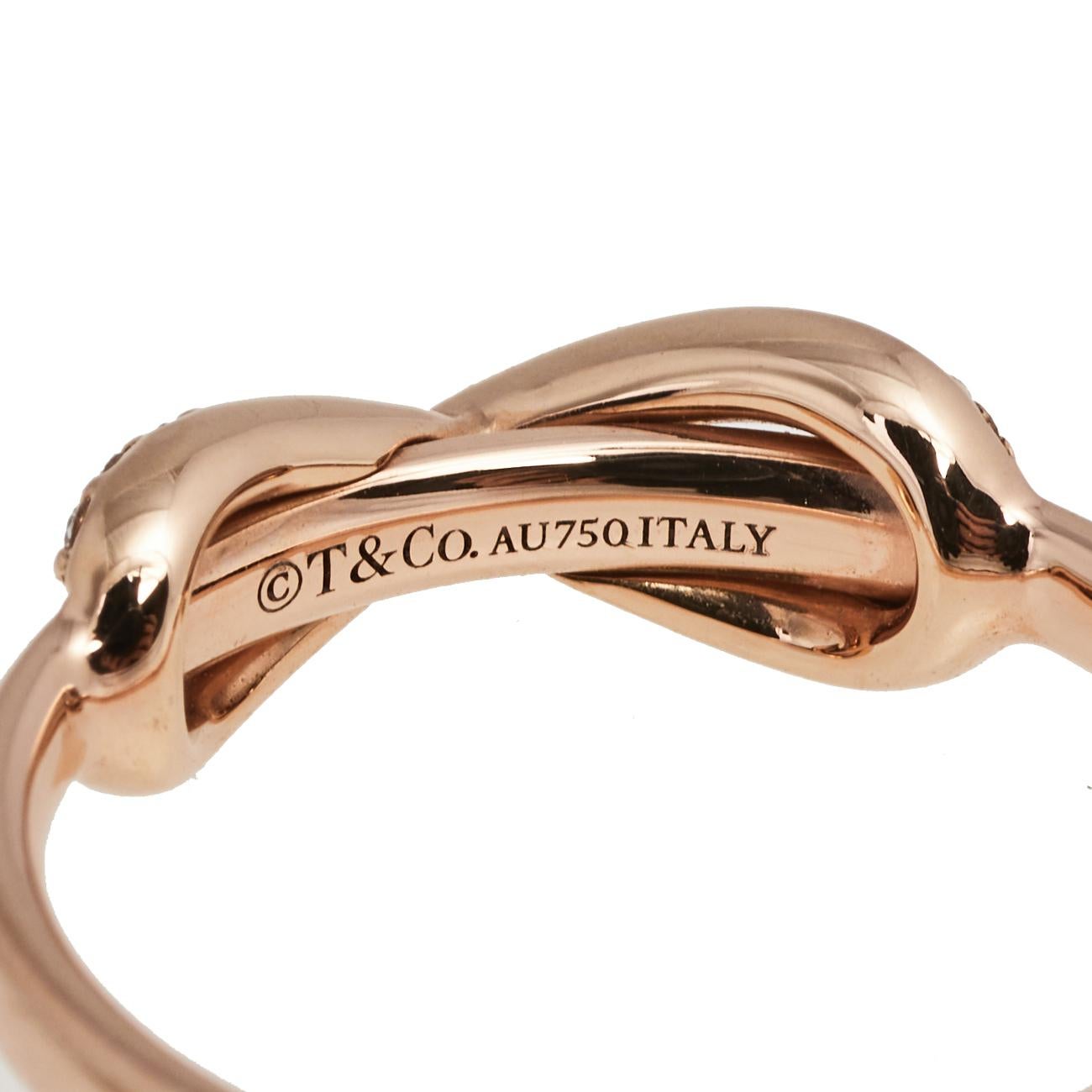 Contemporary Tiffany & Co. Infinity Diamond 18k Rose Gold Ring 53