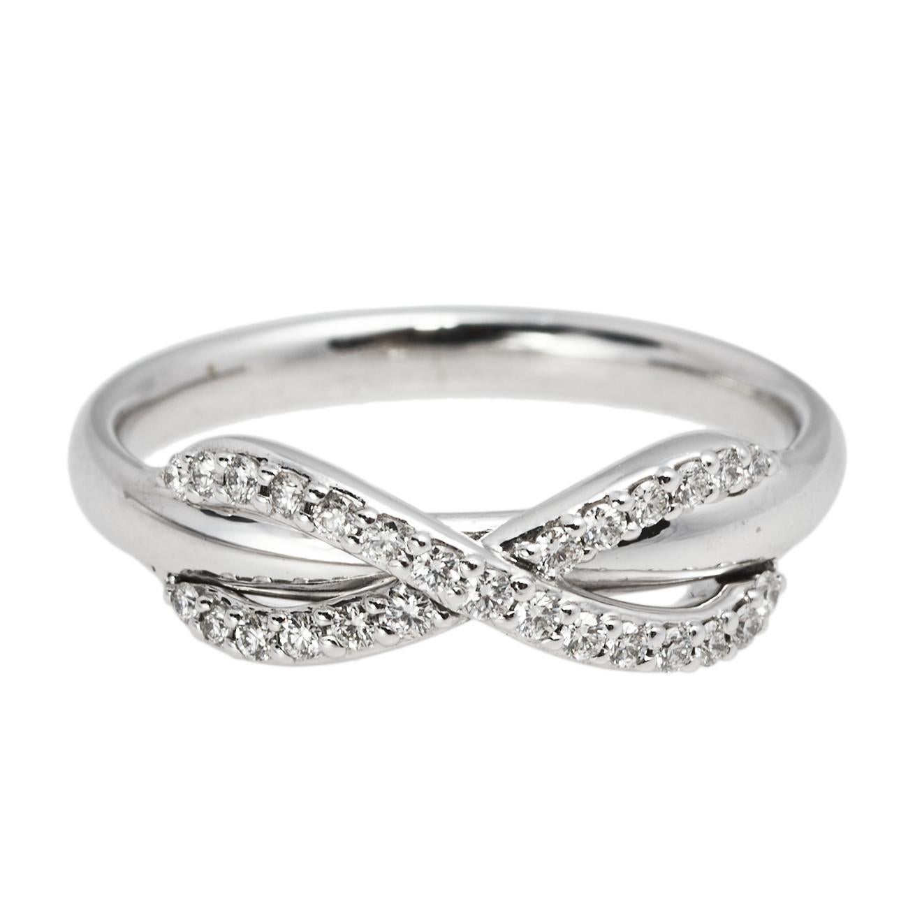 Tiffany & Co. Infinity Diamantring aus 18 Karat Weißgold Größe 51 Damen