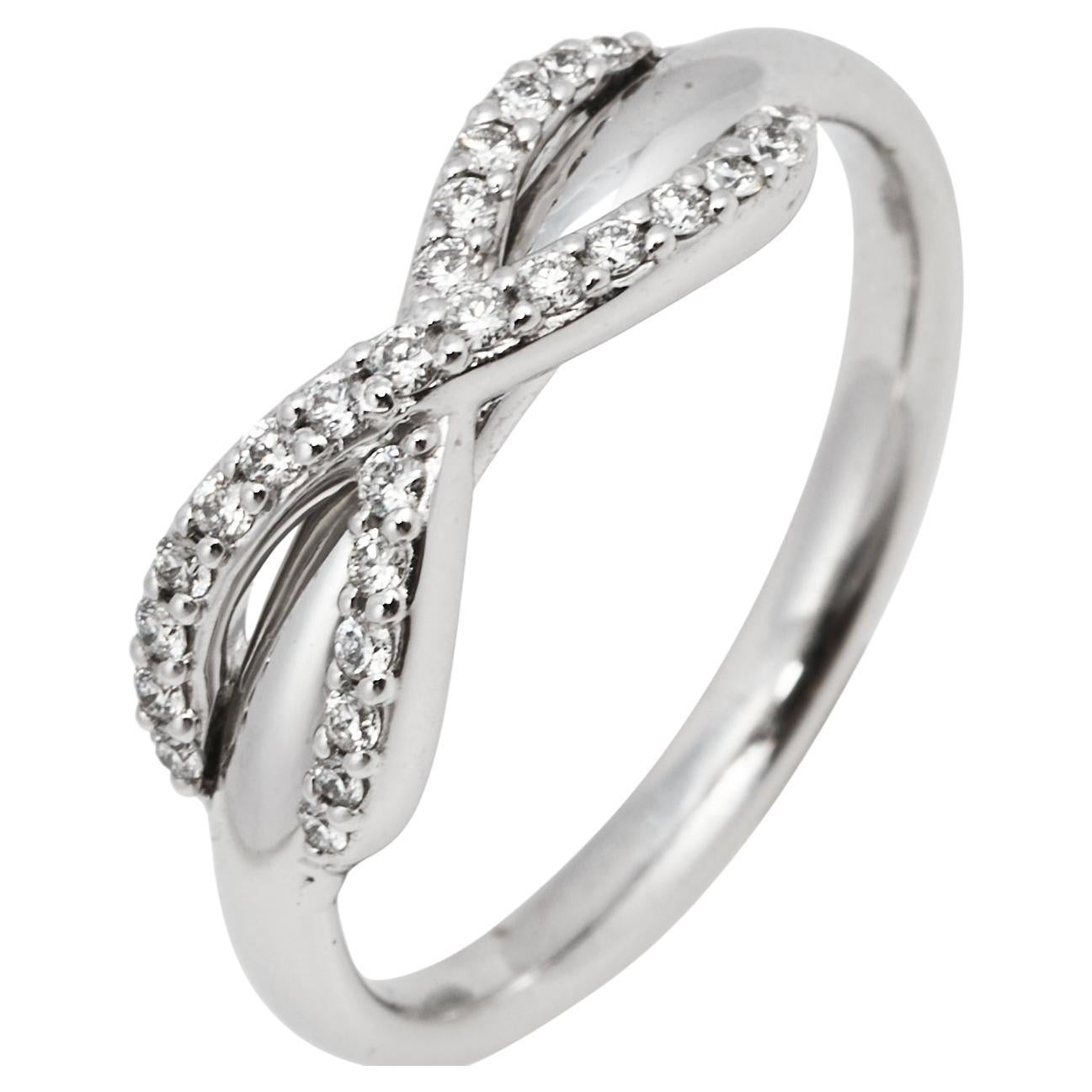 Tiffany and Co. Infinity Diamond 18K White Gold Ring Size 51 For Sale at  1stDibs