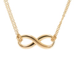 Tiffany & Co. Infinity Double Chain 18K Yellow Gold Chocker Pendant Necklace