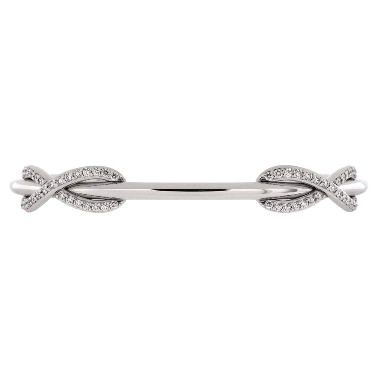 Tiffany and Co. Infinity Double Cuff Bracelet 18k White Gold with Diamonds  Medium For Sale at 1stDibs | دبل تيفاني