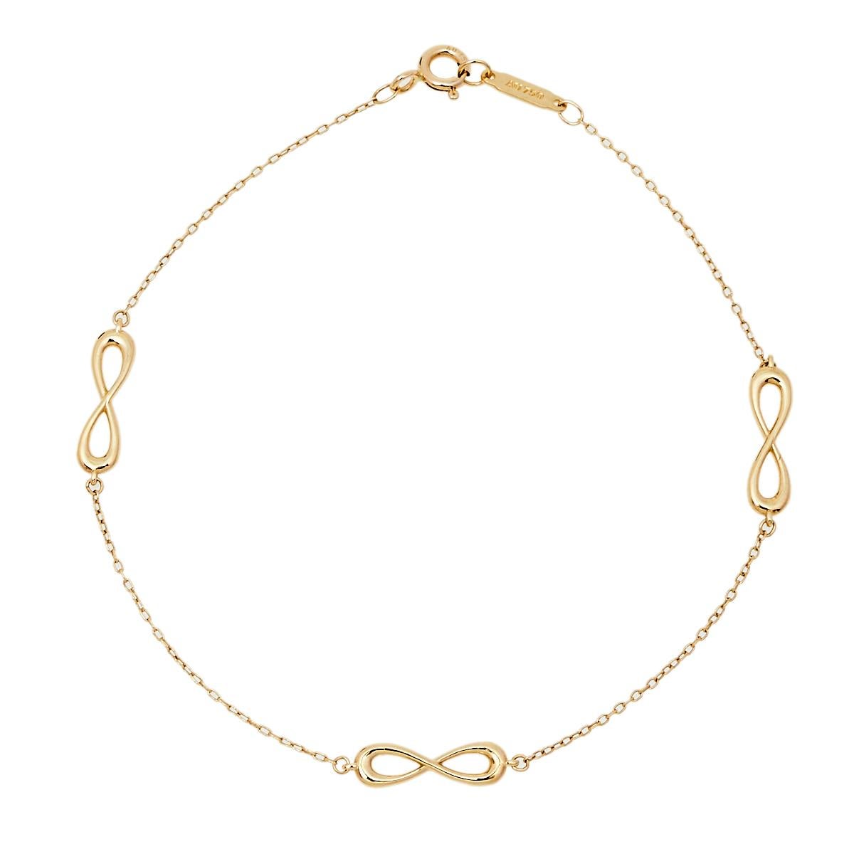 Tiffany & Co. Infinity Endless 18K Yellow Gold Station Bracelet