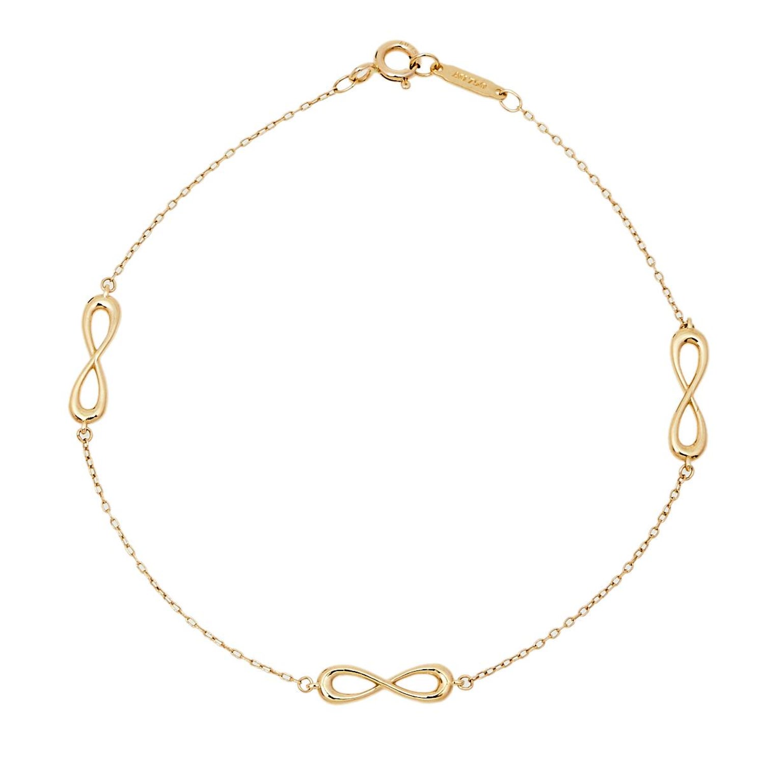 Tiffany and Co. Infinity Endless 18K Yellow Gold Station Bracelet at  1stDibs | tiffany infinity bracelet gold