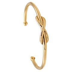 Retro Tiffany Co Infinity Motif Cuff Bracelet In Solid 18Kt Yellow Gold With Boxes