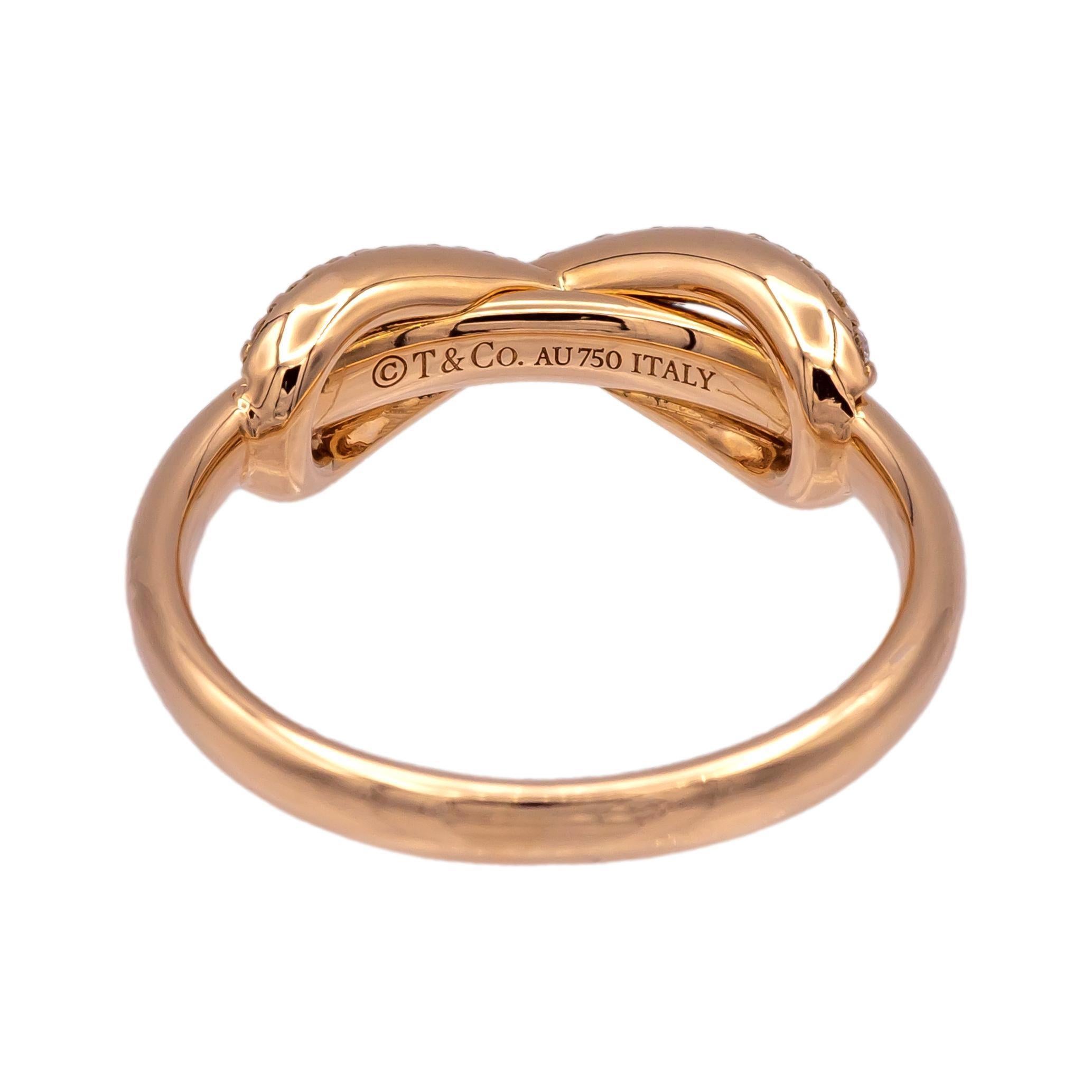 Tiffany & Co. Infinity Ring in 18K Rose Gold with Diamonds In Excellent Condition In New York, NY