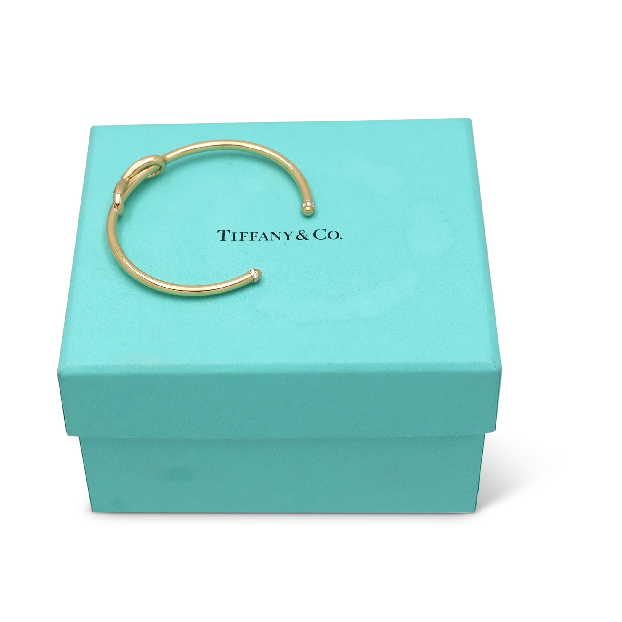 Brilliant Cut Tiffany & Co. 'Infinity' Yellow Gold and Diamond Cuff Bracelet
