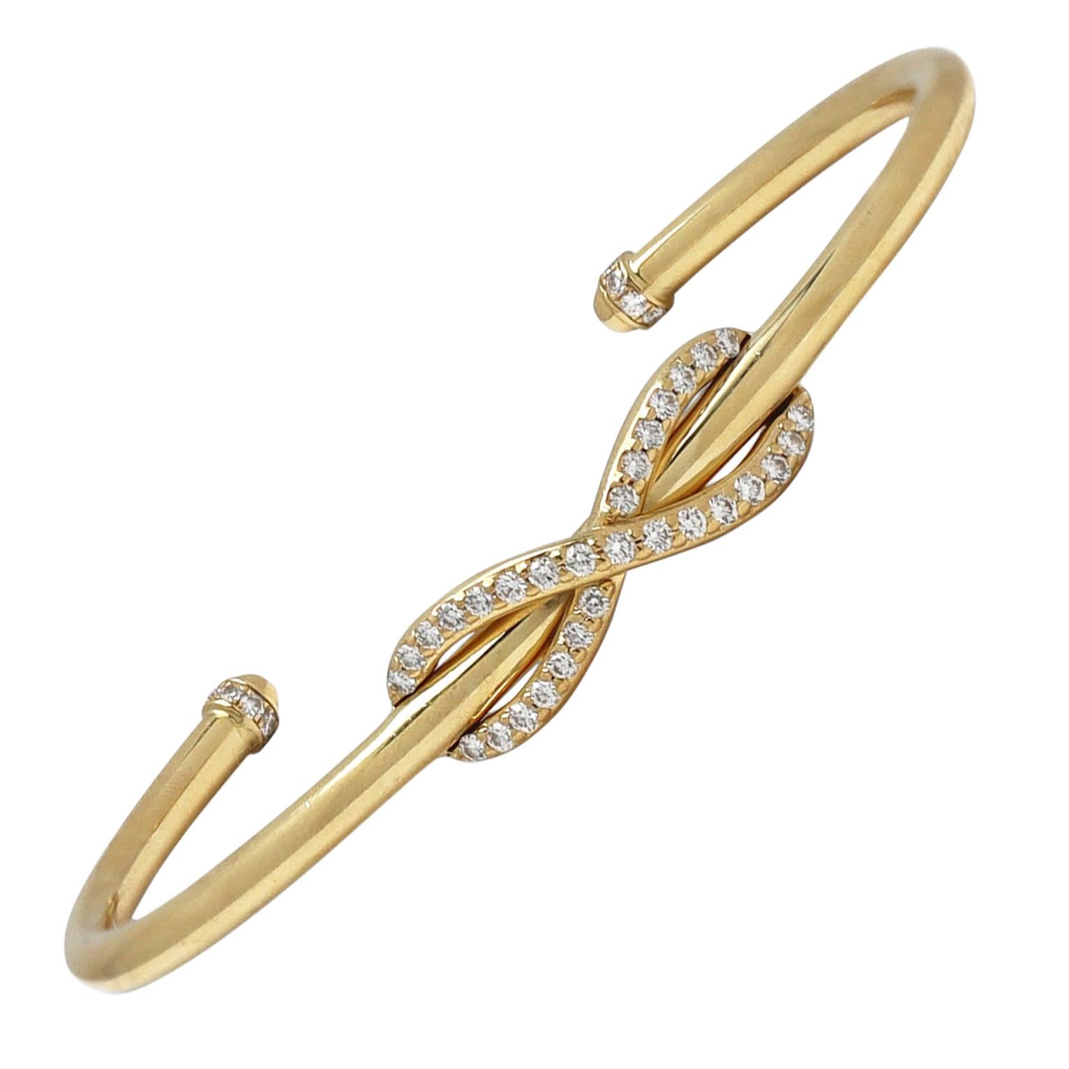 Tiffany and Co. 'Infinity' Yellow Gold and Diamond Cuff Bracelet at ...