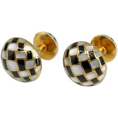 Tiffany & Co. Inlaid Black Jade, Mother-of-Pearl and Gold Cufflinks