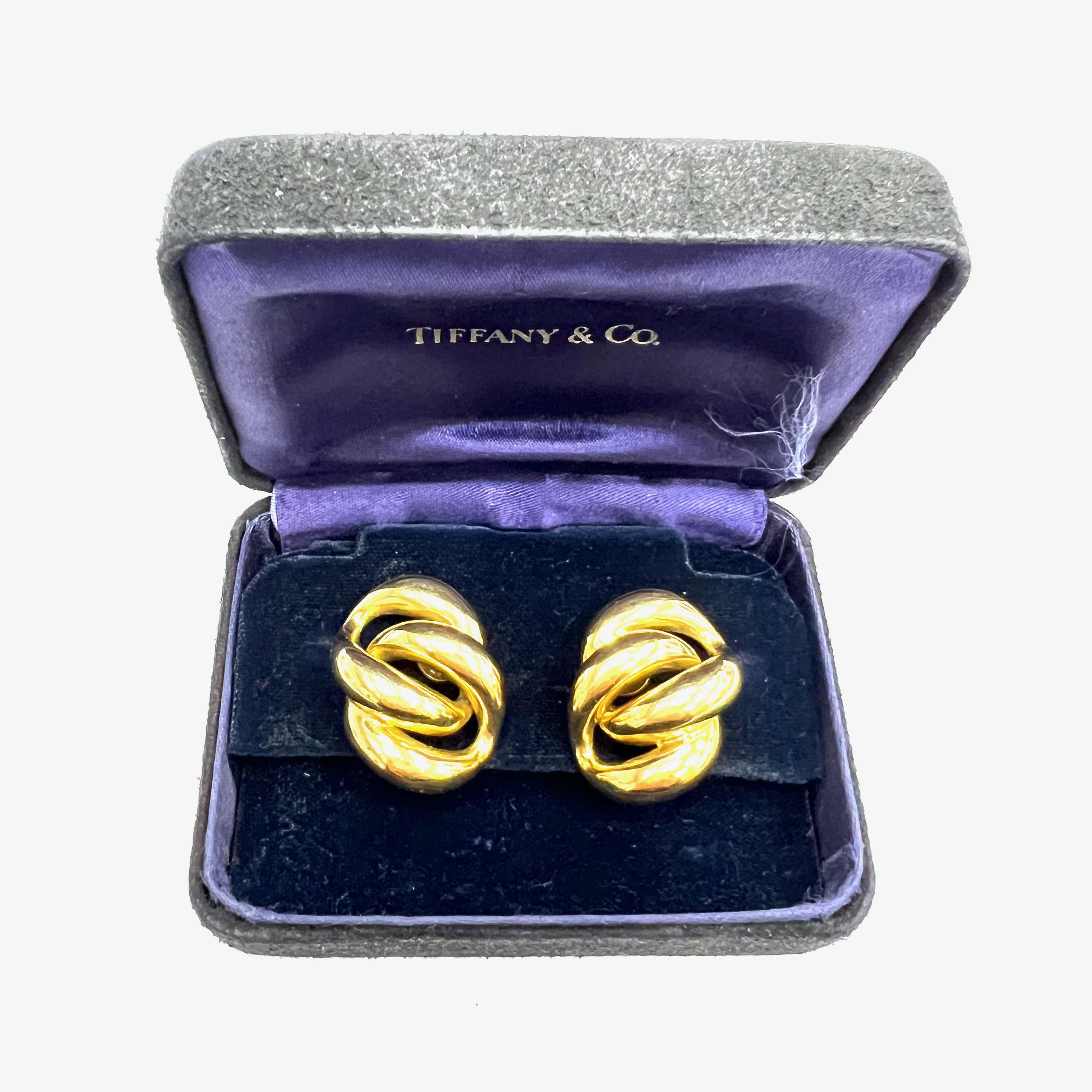 Tiffany & Co. Interlinking Gold Ear Clips For Sale 1