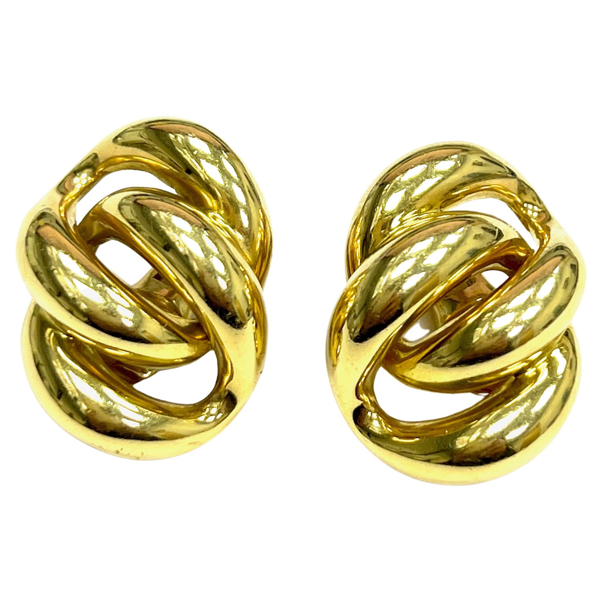 Tiffany & Co. Interlinking Gold Ear Clips For Sale