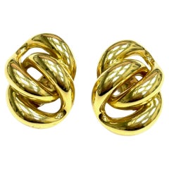 Retro Tiffany & Co. Interlinking Gold Ear Clips