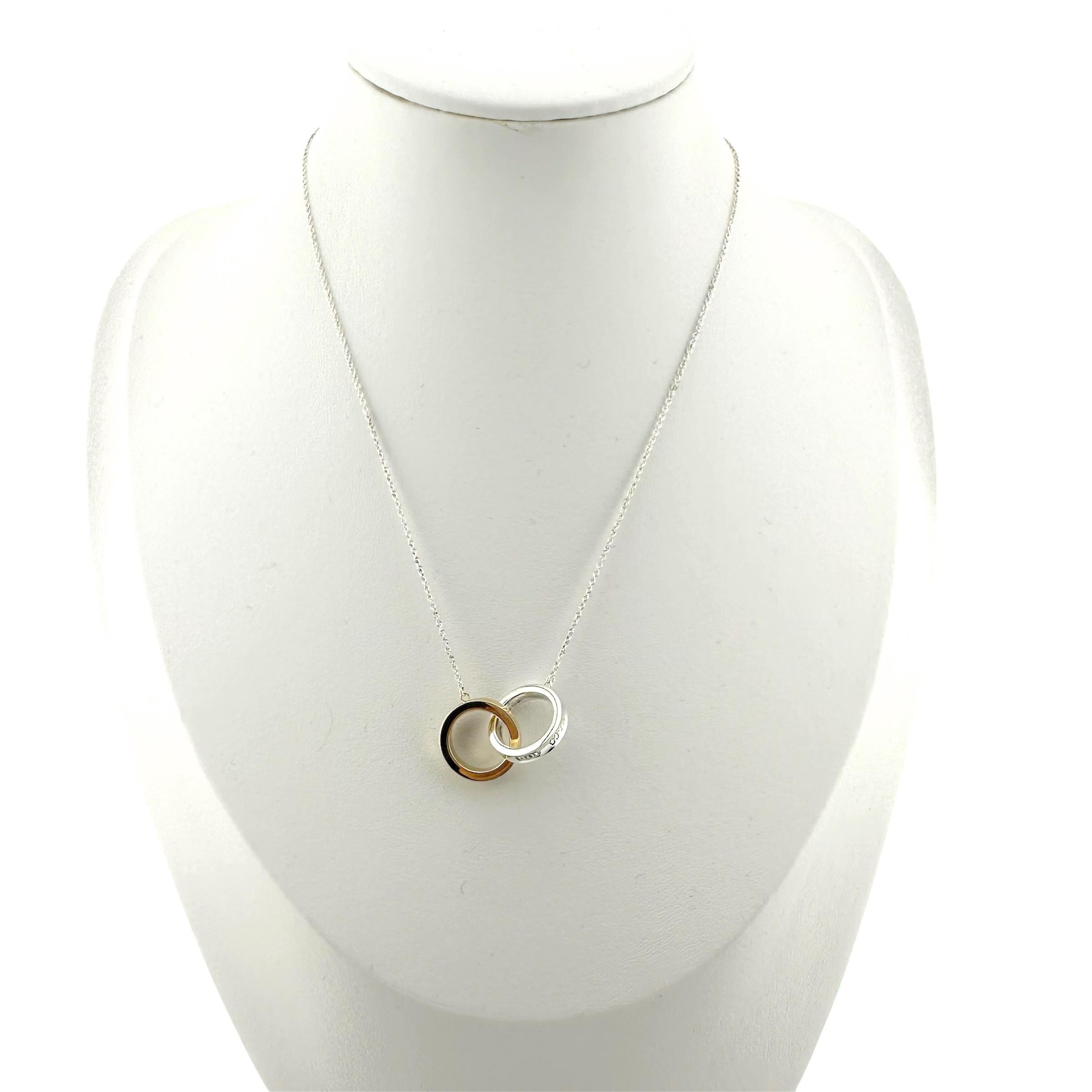 Tiffany & Co Interlocking Circles Pendant in Sterling Silver & 18k Yellow Gold For Sale 6