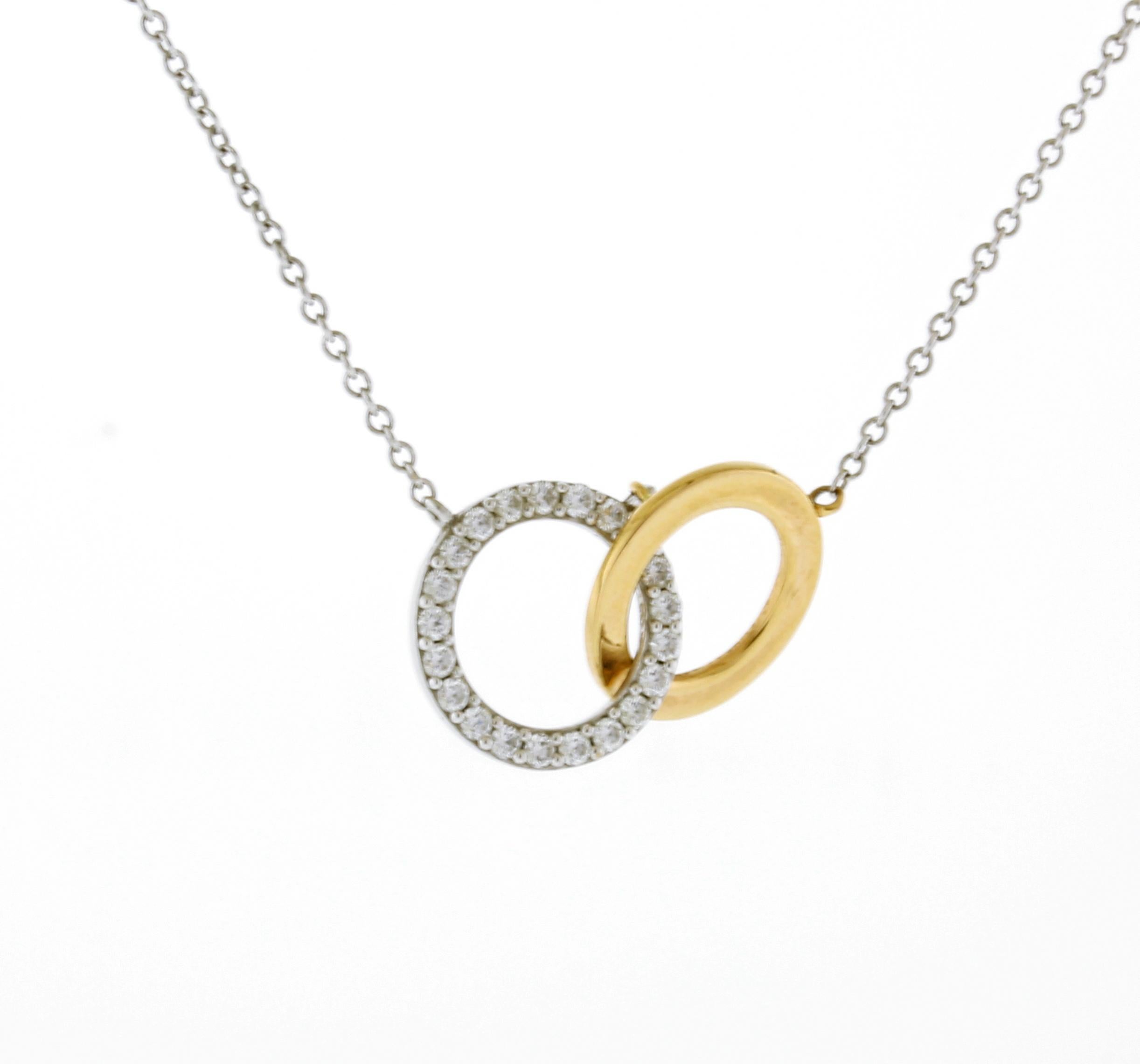 Brilliant Cut Tiffany & Co. Interlocking Rings Necklace with Diamonds For Sale