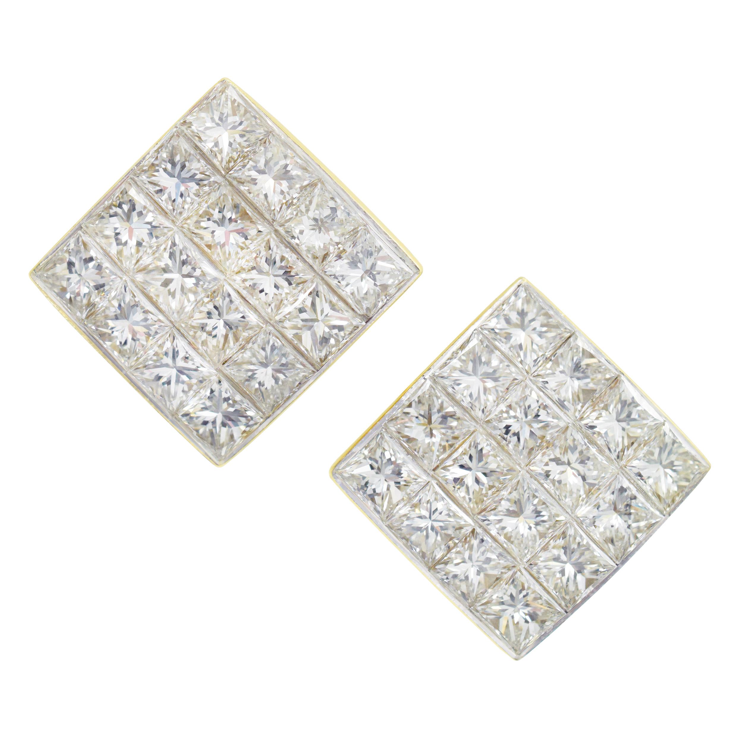 Princess Cut Tiffany & Co. Invisible Set Diamond Earrings For Sale