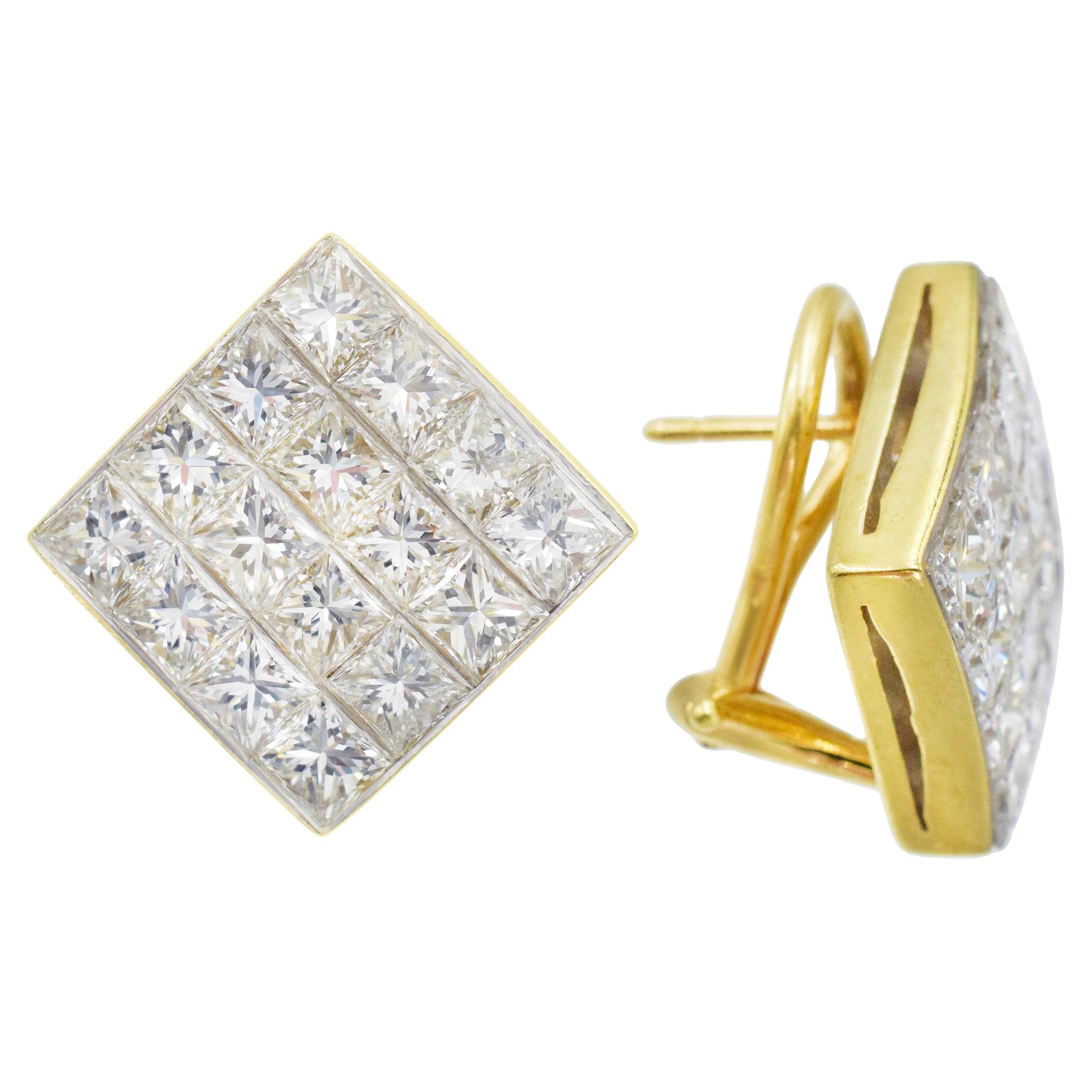 Tiffany & Co. Boucles d'oreilles en diamant serti invisible Excellent état - En vente à New York, NY
