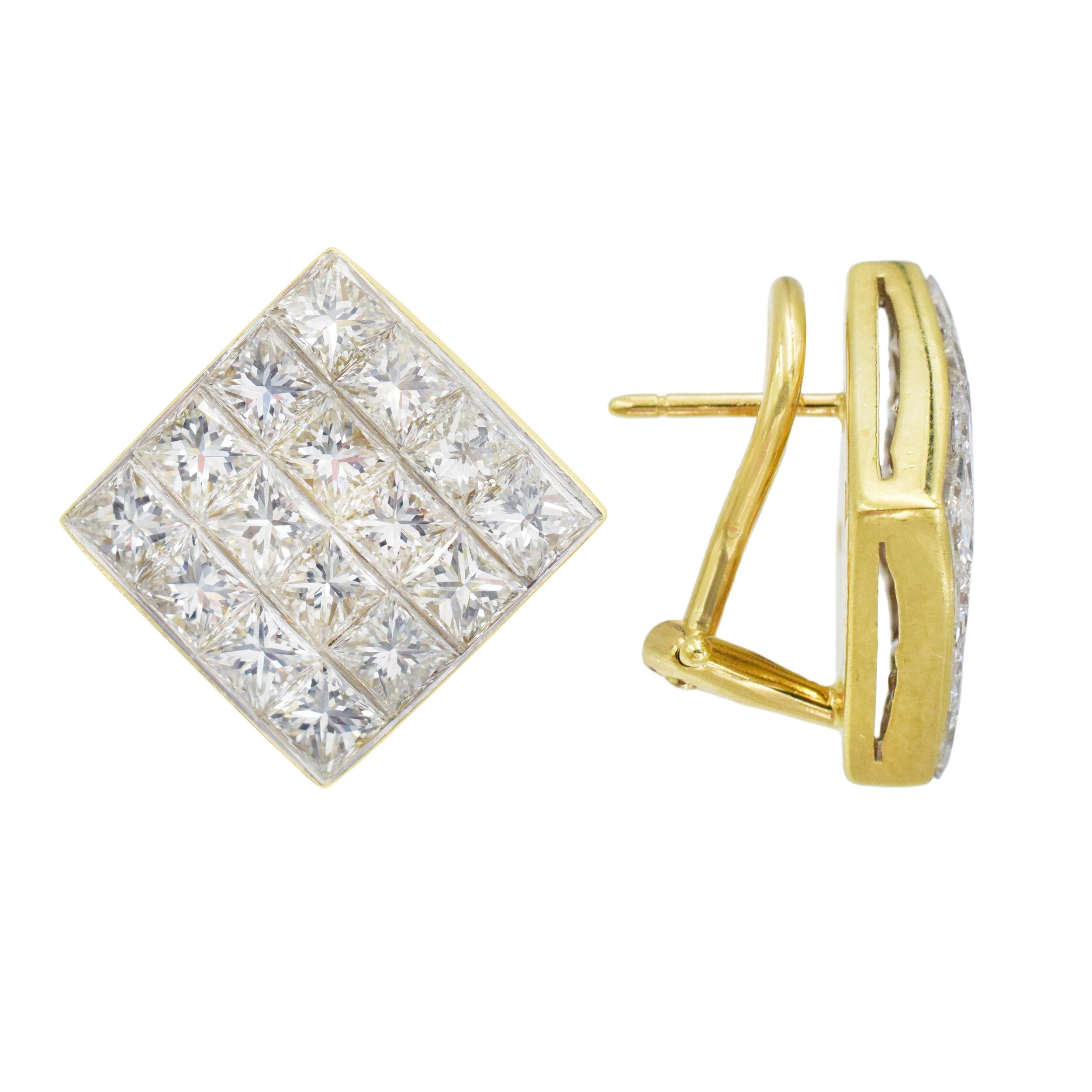 Women's or Men's Tiffany & Co. Invisible Set Diamond Earrings For Sale