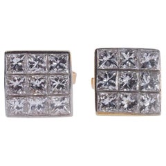 Vintage Tiffany & Co Invisible Set Diamond Gold Stud Earrings