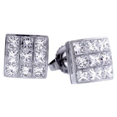 Tiffany & Co. Invisible Set Princess Cut Diamond Square Earrings