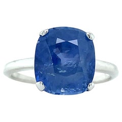 Tiffany & Co Irid Plat AGL Burma No Heat 6.06CT Blue Sapphire Solitaire Ring