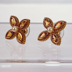 Tiffany & Co Iridesse 18 Karat Gold Citrine and Pearl Stud Earrings