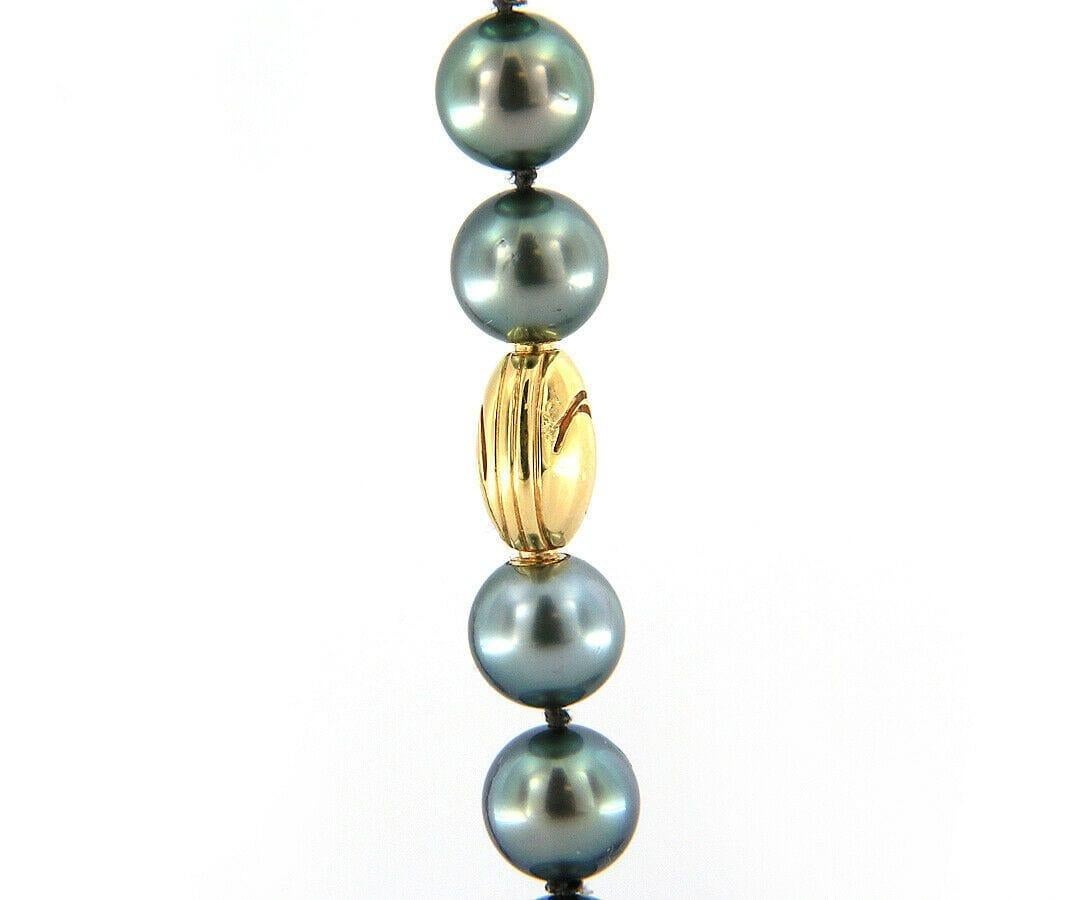 Round Cut Tiffany & Co. Iridesse Tahitian Pearl Necklace in 18K Yellow Gold For Sale