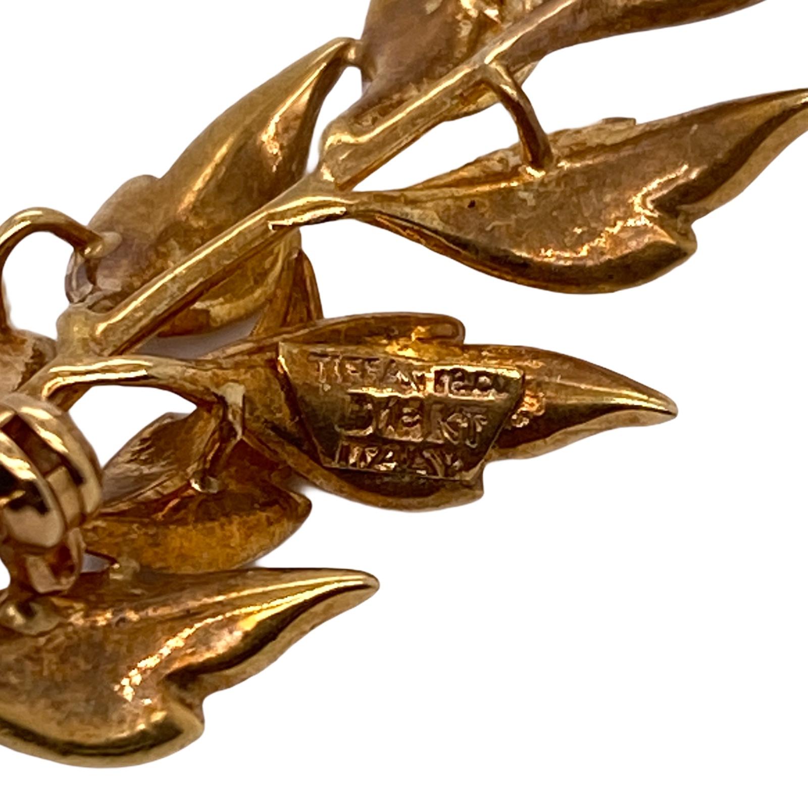 Modern Tiffany & Co. Italian 18 Karat Yellow Gold Leaf Vintage Pin Brooch