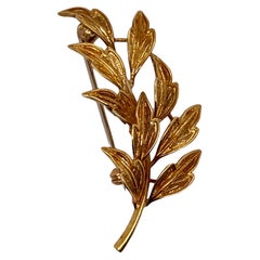 Tiffany & Co. Italian 18 Karat Yellow Gold Leaf Vintage Pin Brooch