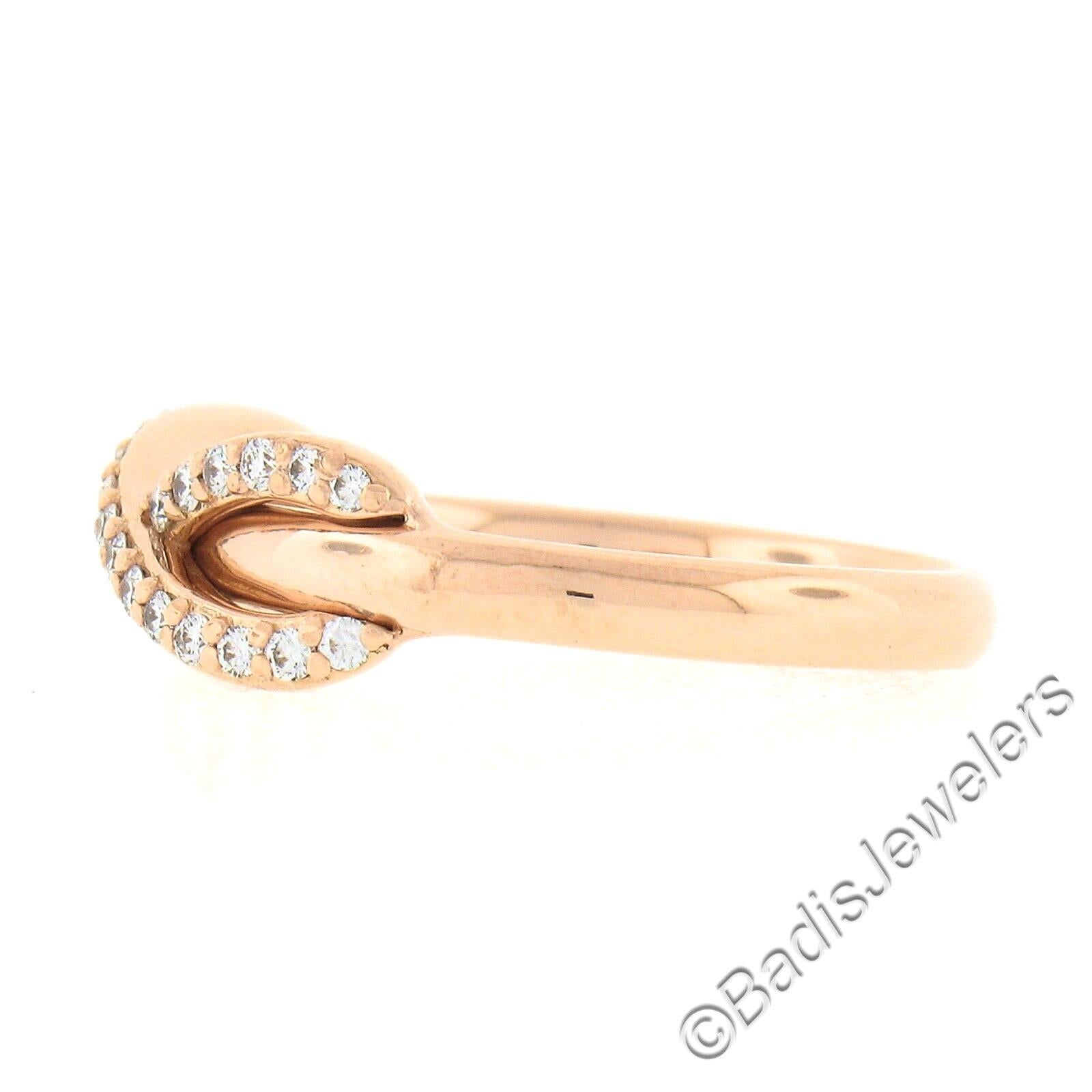 Brilliant Cut Tiffany & Co. Italian 18k Rose Gold 0.13ct Pave Round Diamond Infinity Band Ring