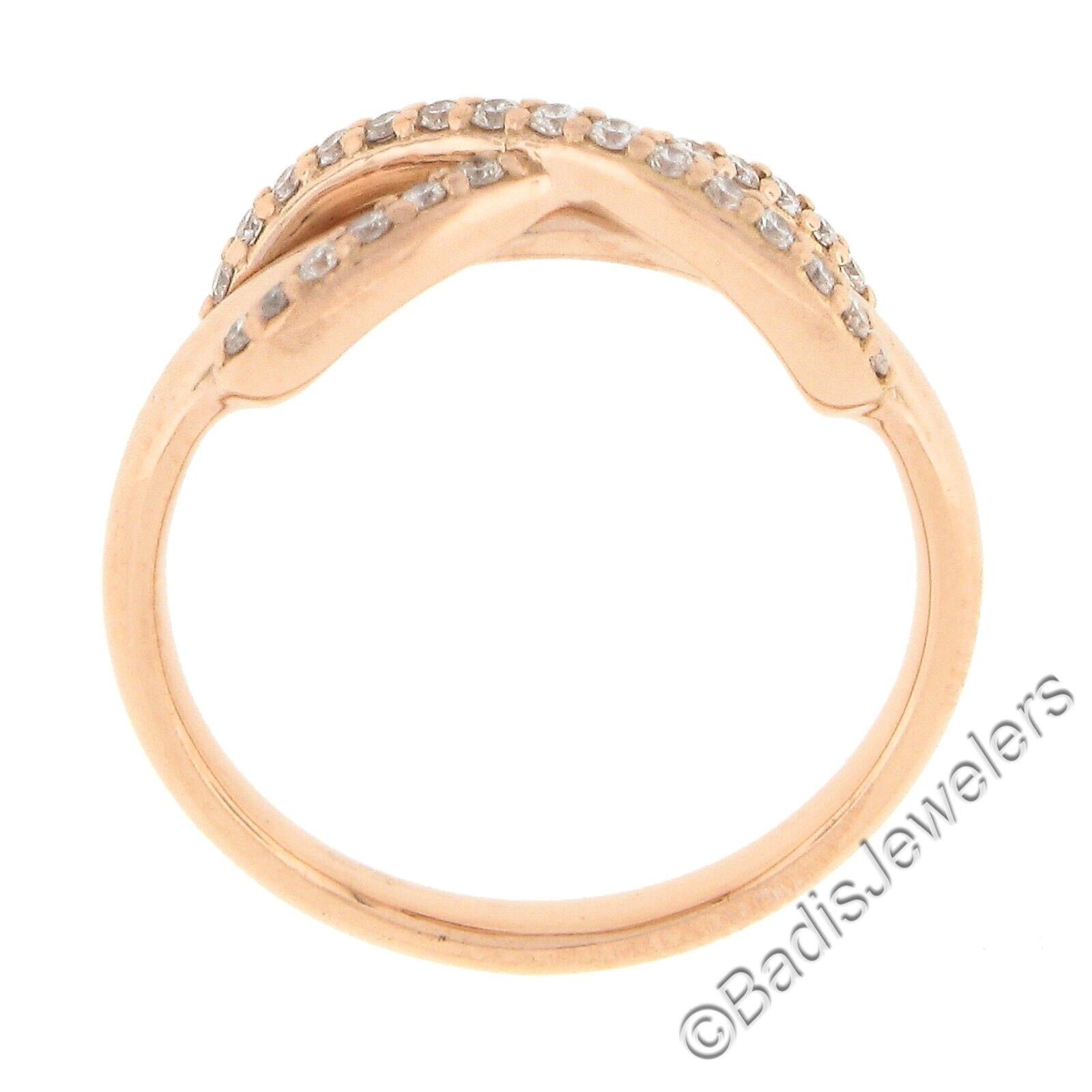 Women's Tiffany & Co. Italian 18k Rose Gold 0.13ct Pave Round Diamond Infinity Band Ring