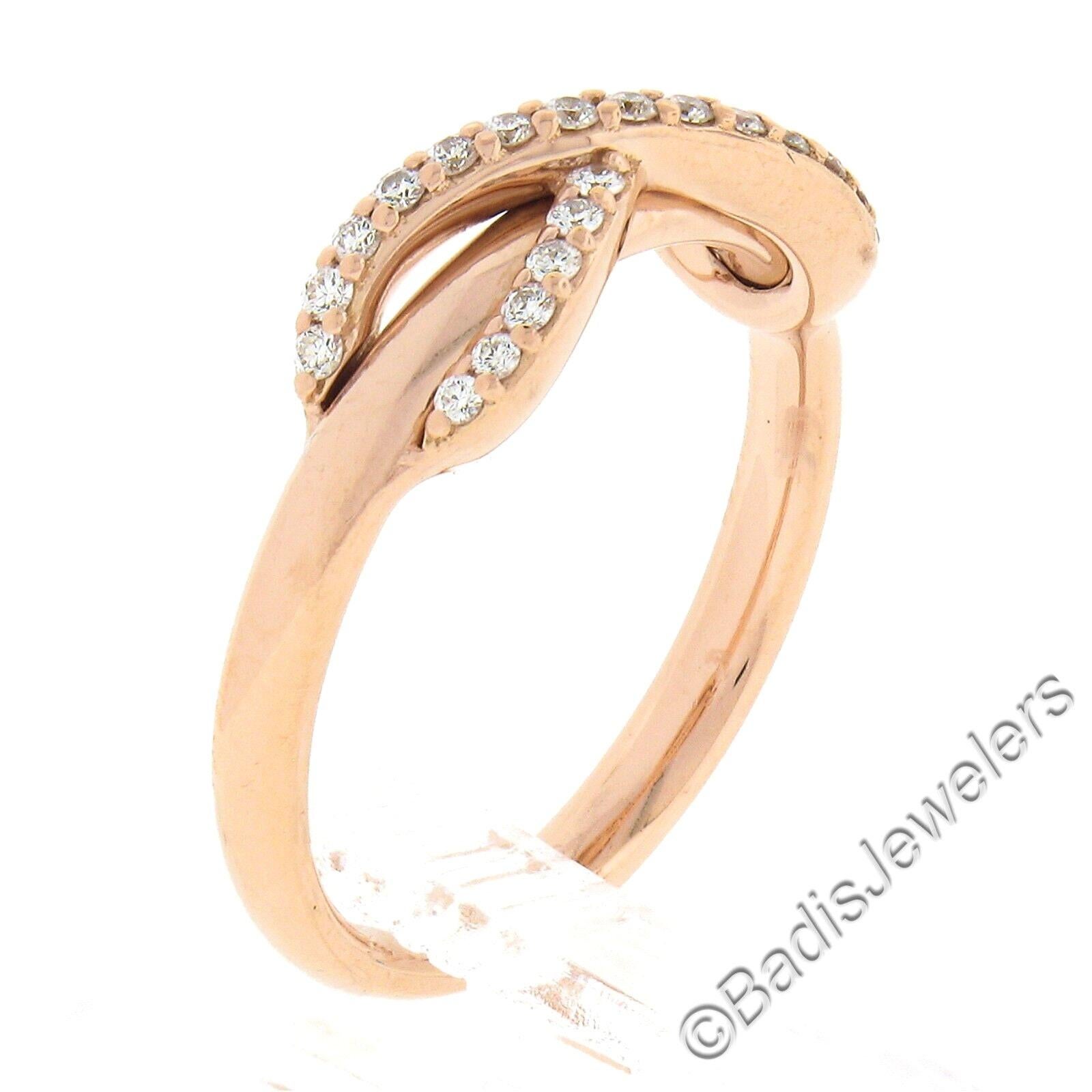 Tiffany & Co. Italian 18k Rose Gold 0.13ct Pave Round Diamond Infinity Band Ring 1