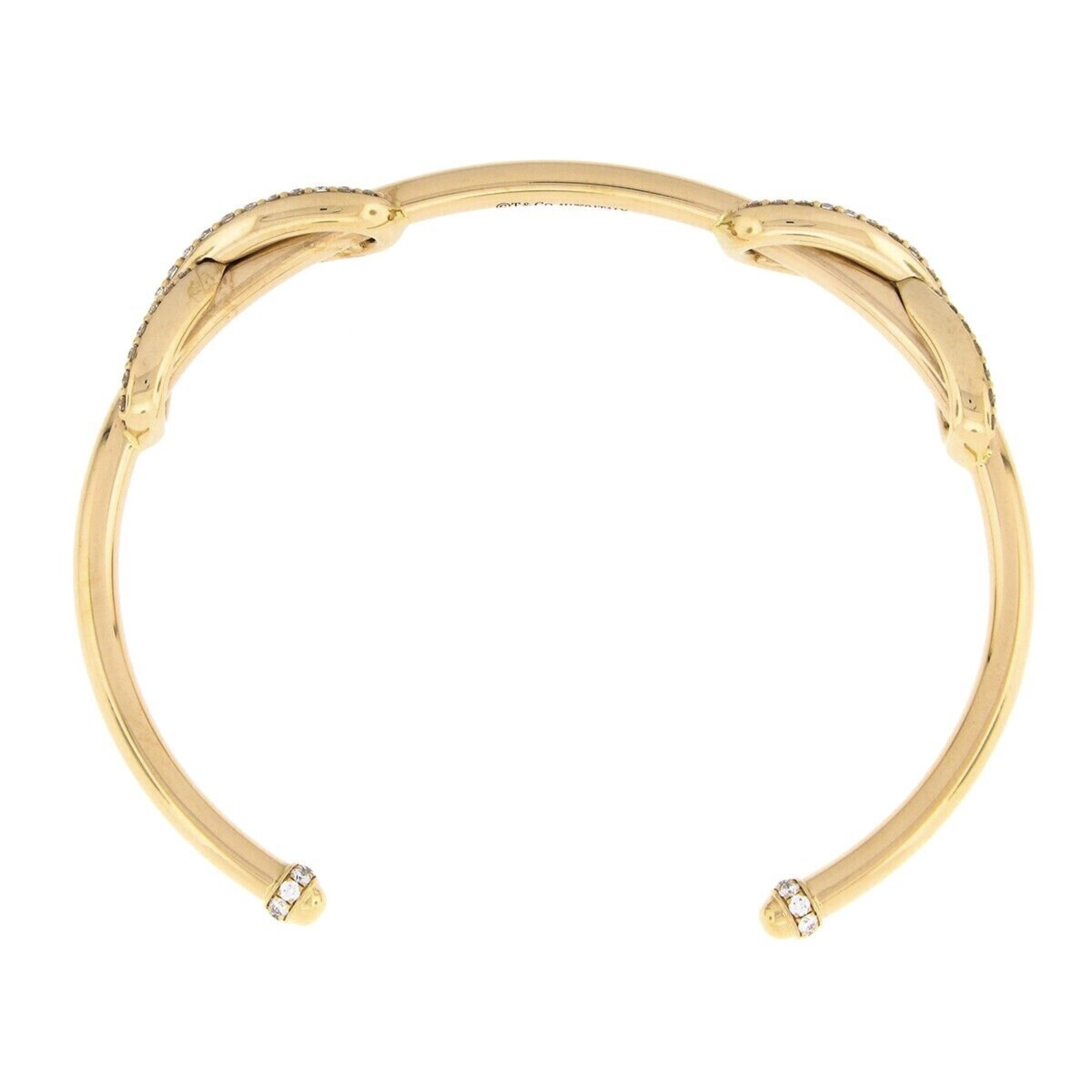 Women's Tiffany & Co. Italian 18k Rose Gold Diamond Double Infinity Open Cuff Bracelet