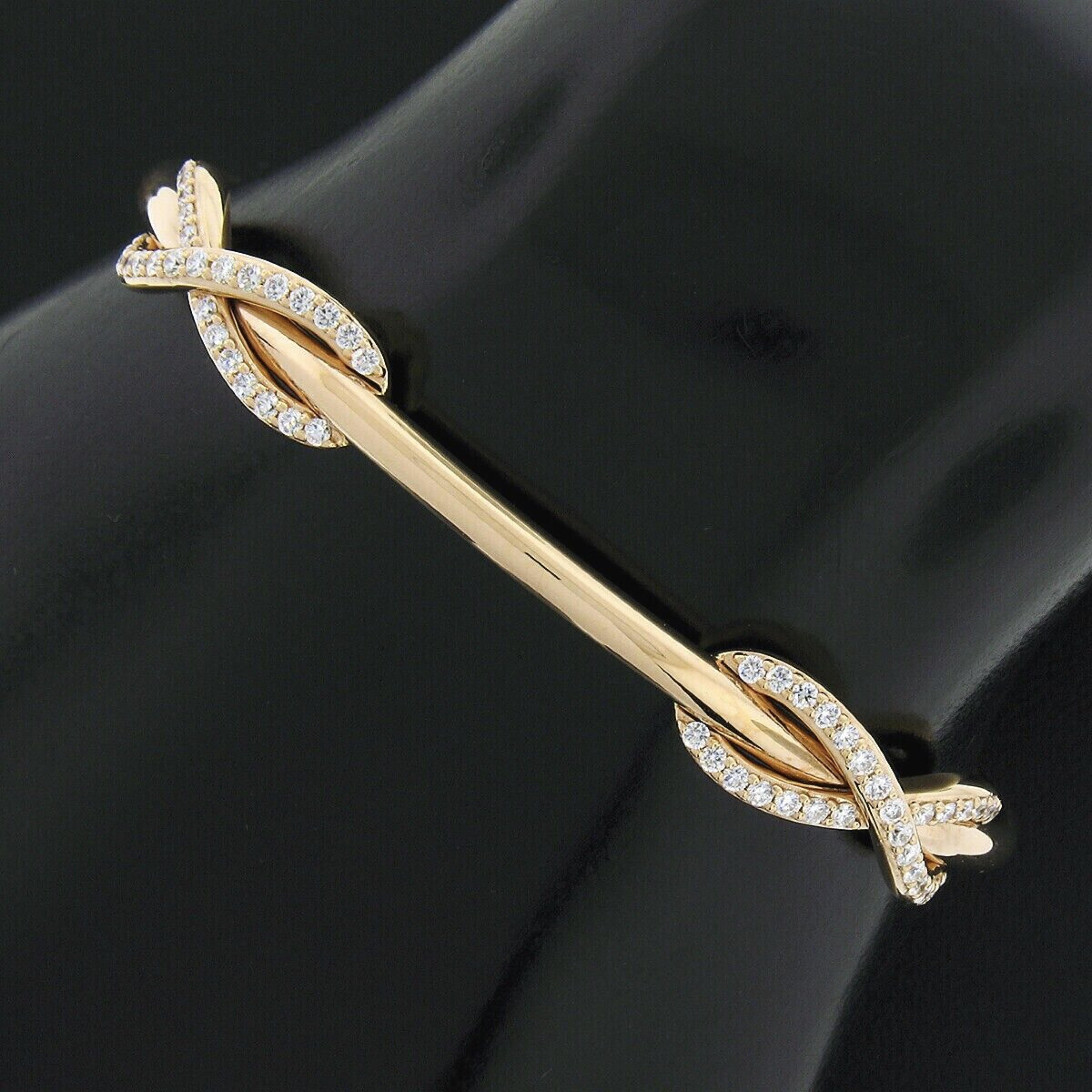 Tiffany & Co. Italian 18k Rose Gold Diamond Double Infinity Open Cuff Bracelet 1