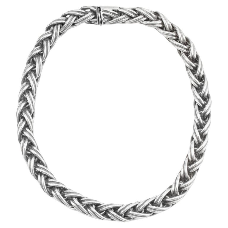 Tiffany and Co. Italian Sterling Silver Thick Rope Chain Necklace at