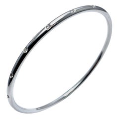 Tiffany & Co. Italy 0.21 Carat Etoile 18 Karat White Gold Bangle Bracelet