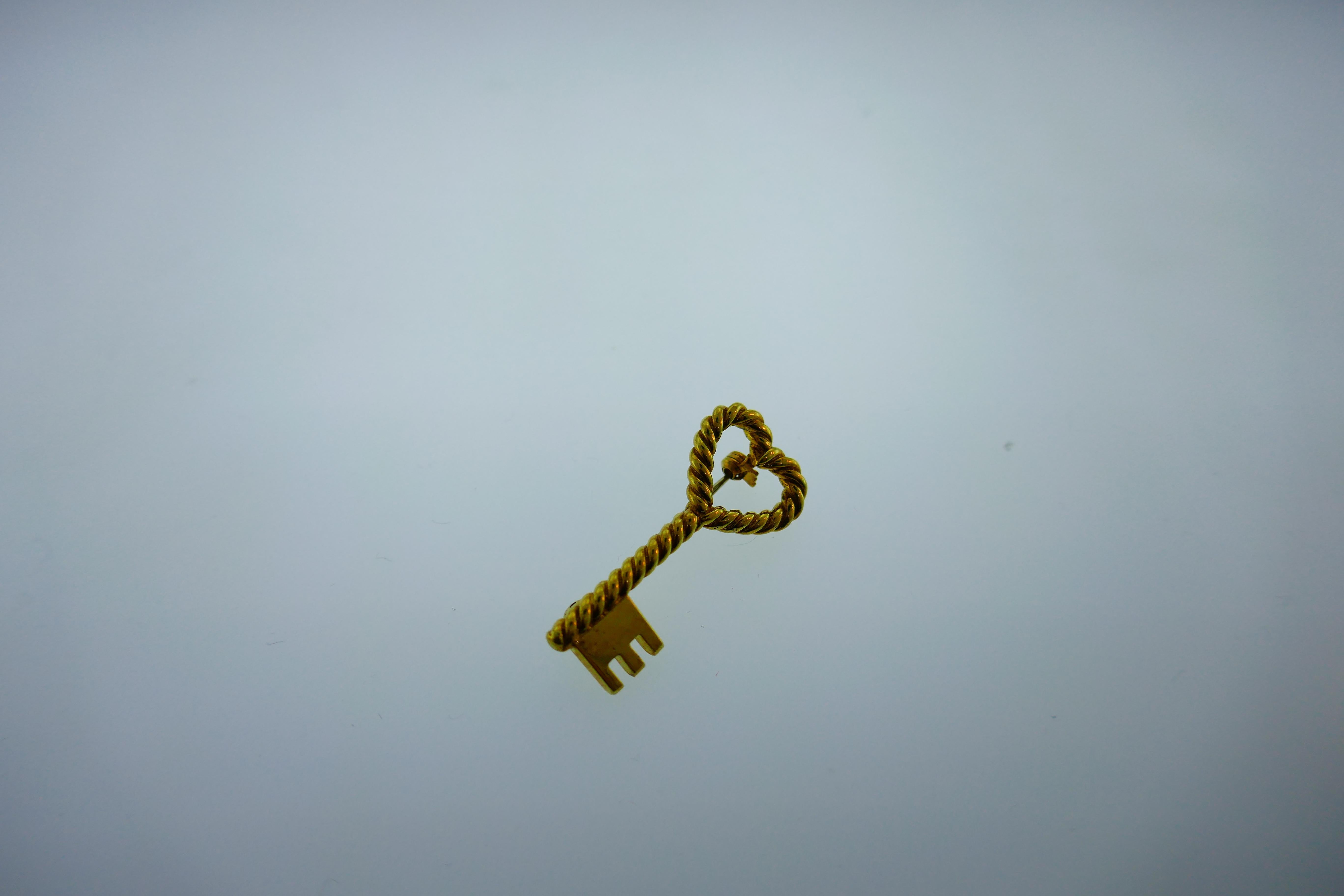 Tiffany & Co. 18k Yellow Gold Key To My Heart Brooch / Pendant Vintage Circa 1960s

Here is your chance to purchase a beautiful and highly collectible designer brooch / pendant. Truly a great piece at a great price! 

Weight: 8 grams 

Dimensions: