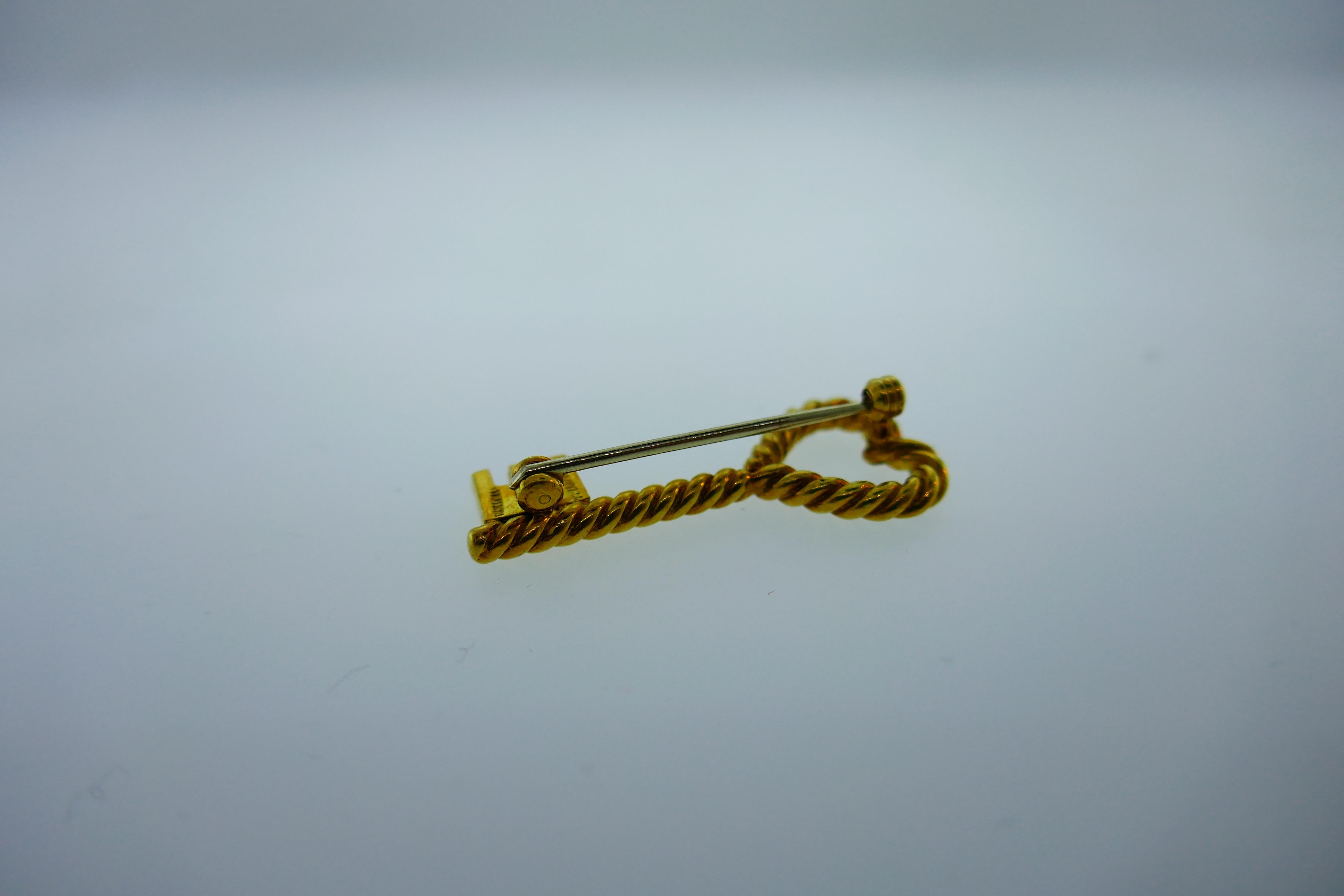 Tiffany & Co. Italy 18 Karat Yellow Gold Key to My Heart Brooch /Pendant Vintage 1