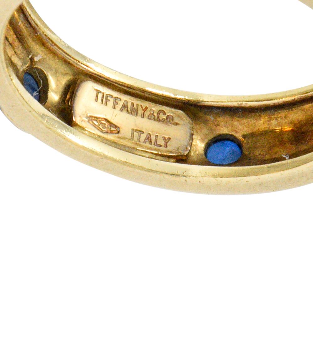 Tiffany & Co. Italy Contemporary 1.50 Carat Sapphire 18 Karat Gold Band Ring 2