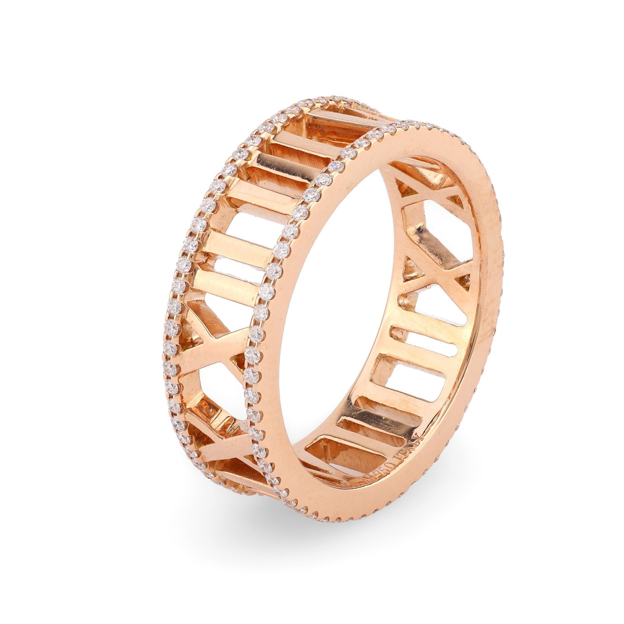 Modern Tiffany & Co. Italy Diamond 18K Rose Gold Open Atlas Ring