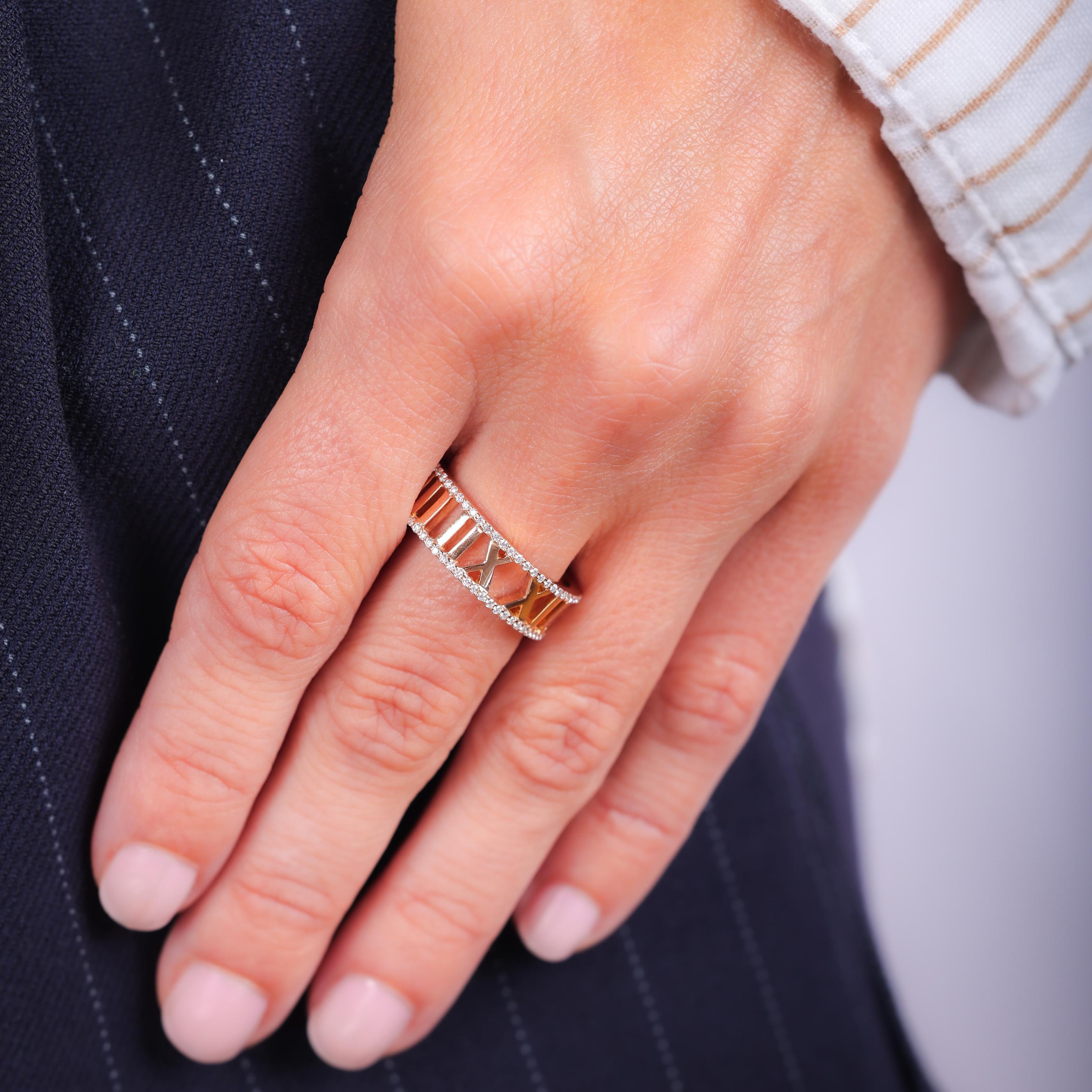 Brilliant Cut Tiffany & Co. Italy Diamond 18K Rose Gold Open Atlas Ring