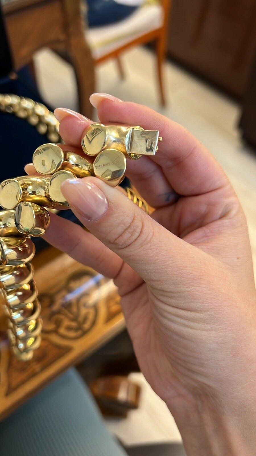 TIFFANY & CO. Italien Retro 14k Gelbgold Halskette & Armband Set mit Schachtel Rare 2