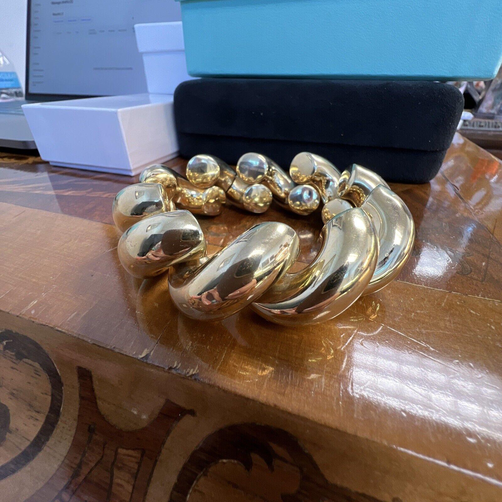 TIFFANY & CO. Italien Retro 14k Gelbgold Halskette & Armband Set mit Schachtel Rare 3