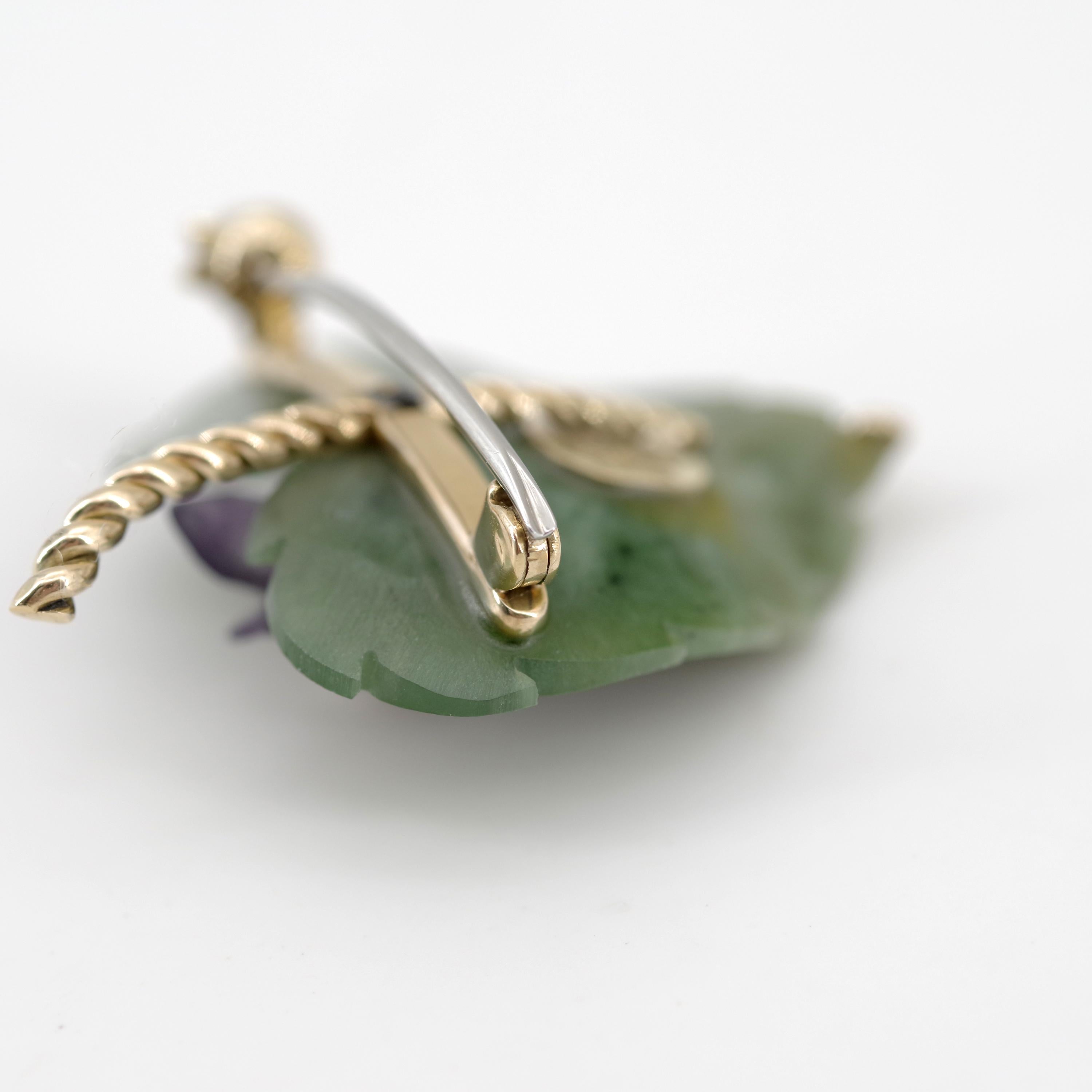 Women's or Men's Tiffany & Co. Jade and Amethyst Brooch with Diamond from Midcentury, Austria