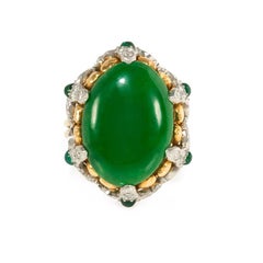 Tiffany & Co. Jade Cocktail Ring in a Gold, Diamond, and Emerald Florette Mount