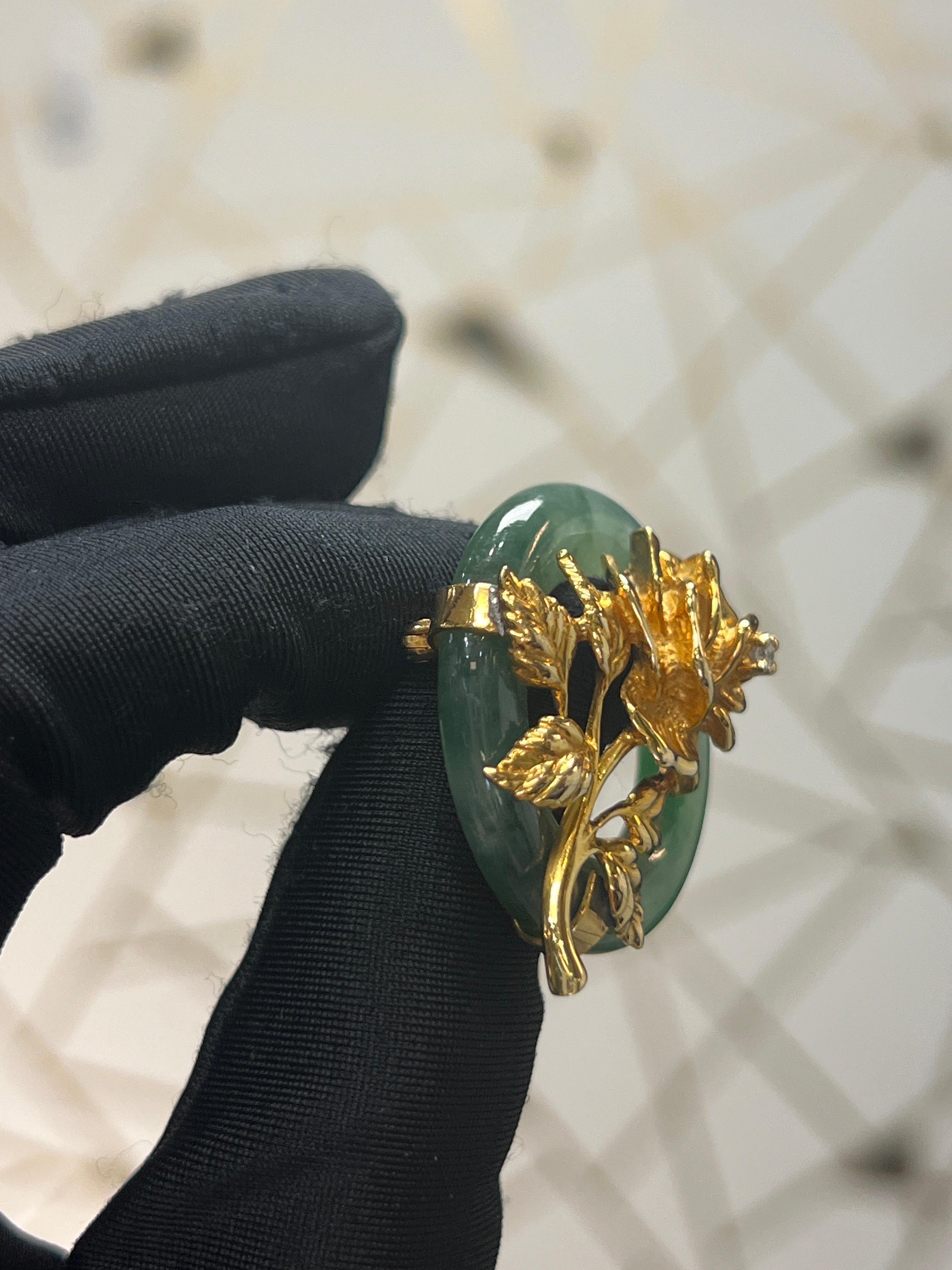 Mixed Cut Tiffany & Co Jade Flower Brooch For Sale