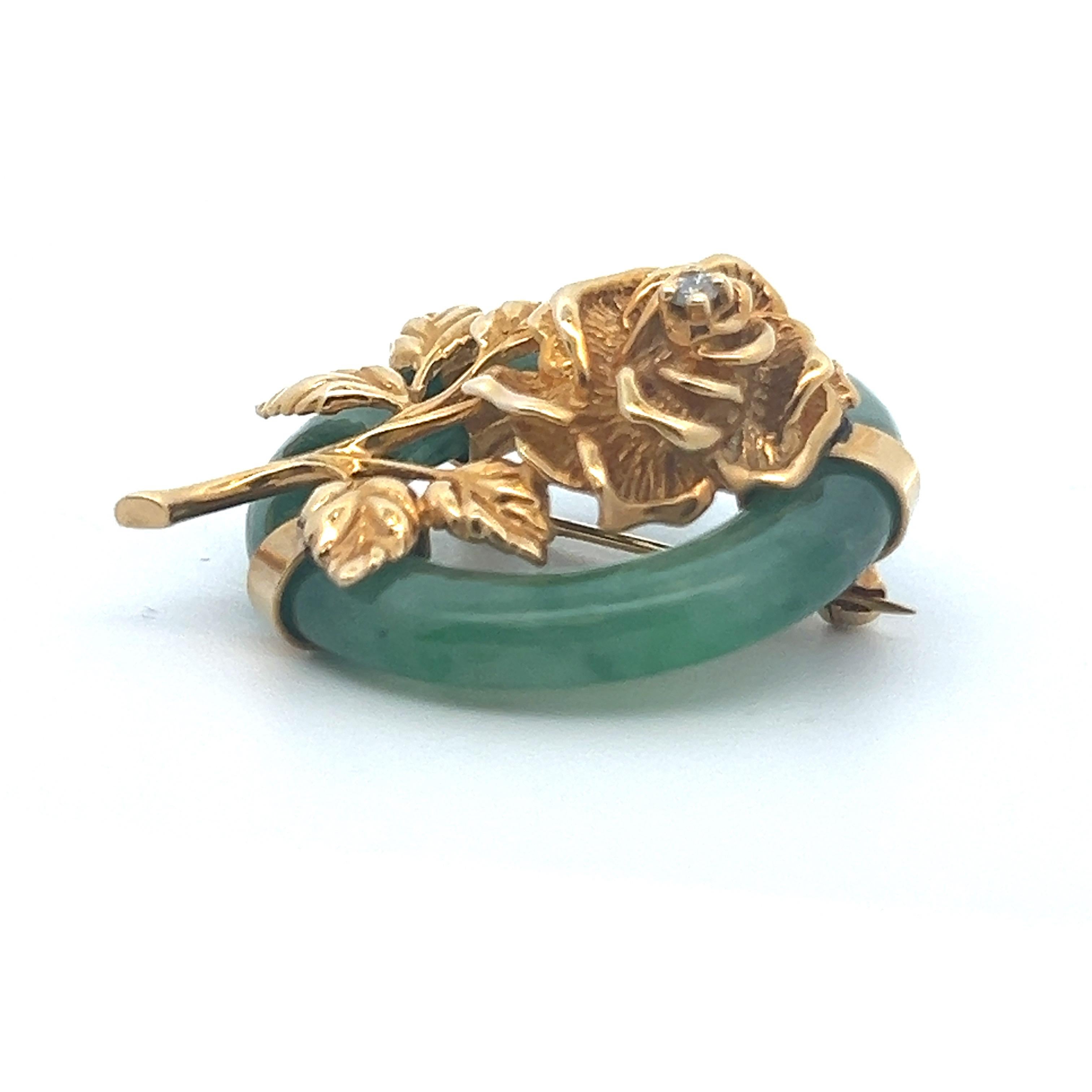 Tiffany & Co Jade Flower Brooch For Sale 3