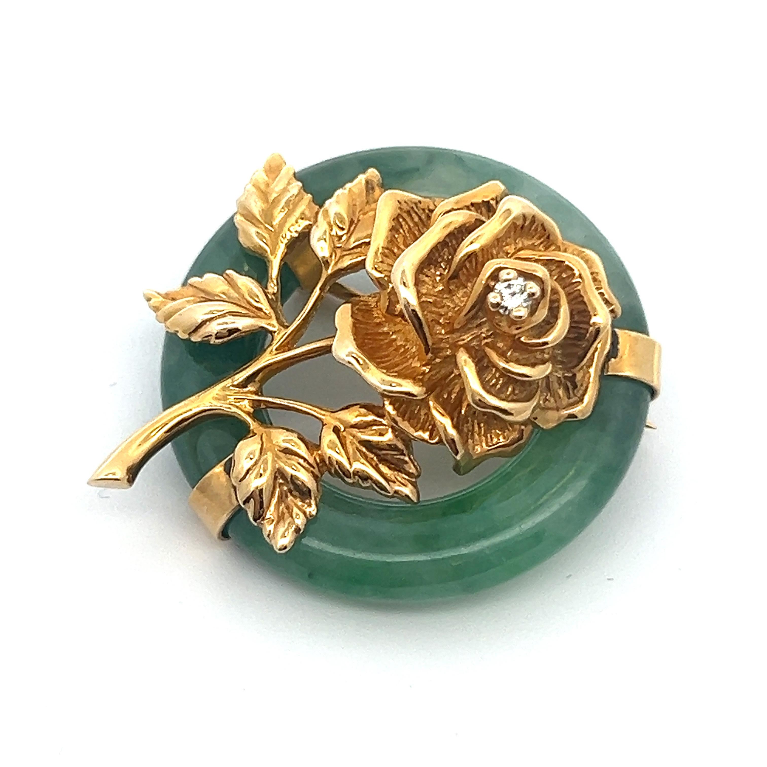 Tiffany & Co Jade Flower Brooch For Sale 4