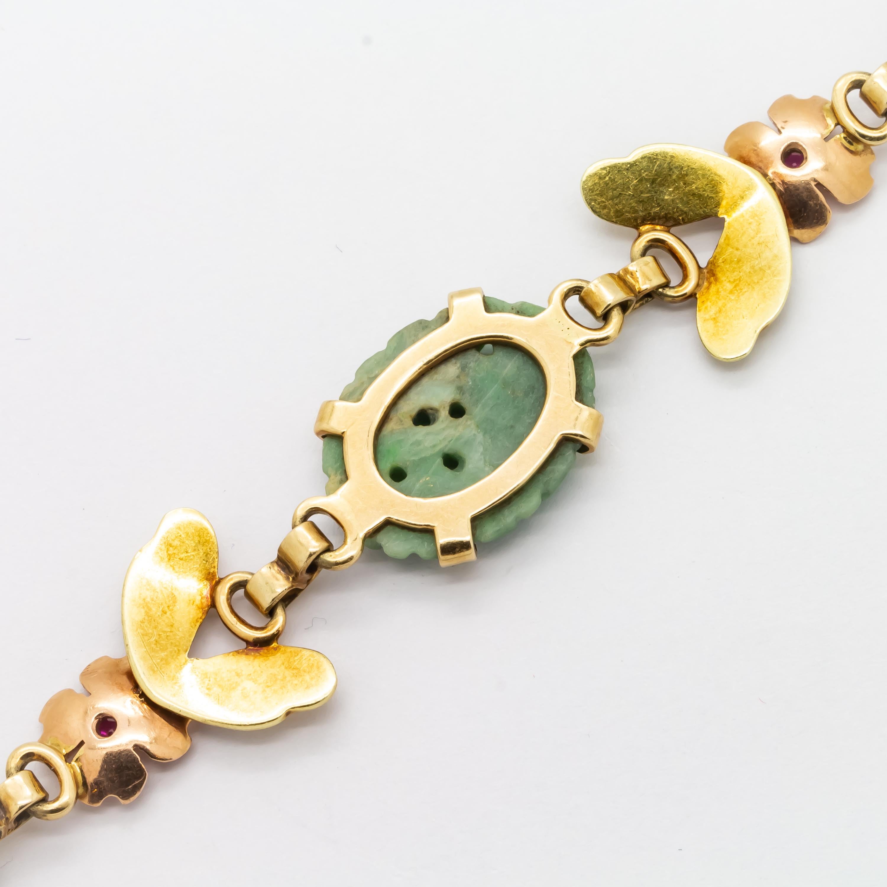 Retro Tiffany & Co. Jade Ruby and Gold Bracelet